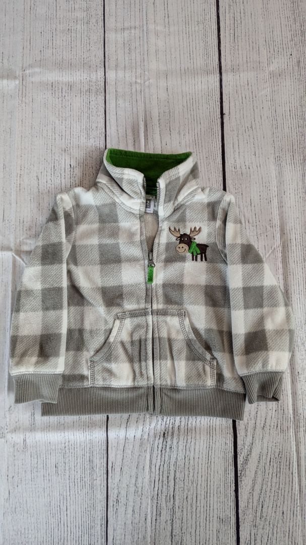Carters Fleece Moose Zip-Up - 12mo