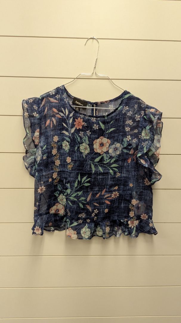 Amywear Ruffle Floral Short Sleeve - 14