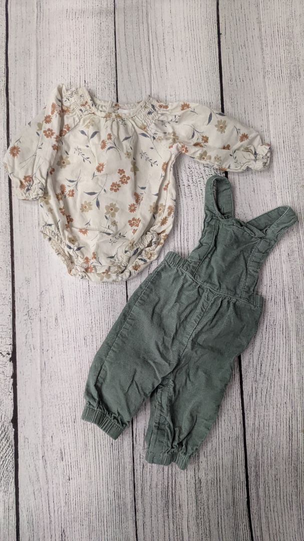 Carters Floral Top & Corduroy Overalls - NB