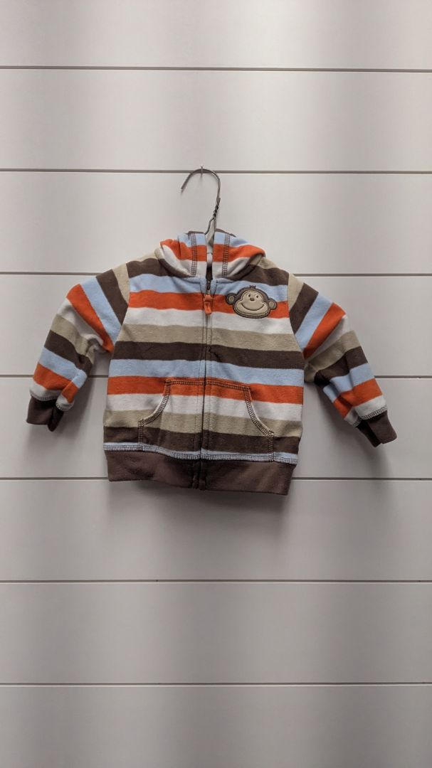Carters Fleece Monkey Zip-Up - 6mo