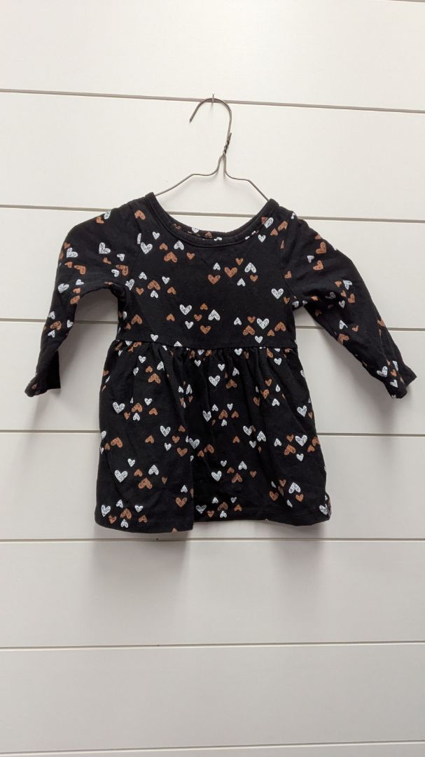 Cat & Jack Heart Long Sleeve Dress - 12mo