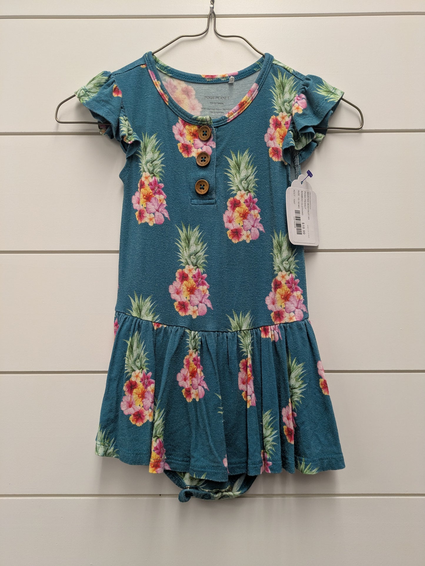 POSH PEANUT Bamboo SKIRTED BODYSUIT SS - *WT* - 18mo