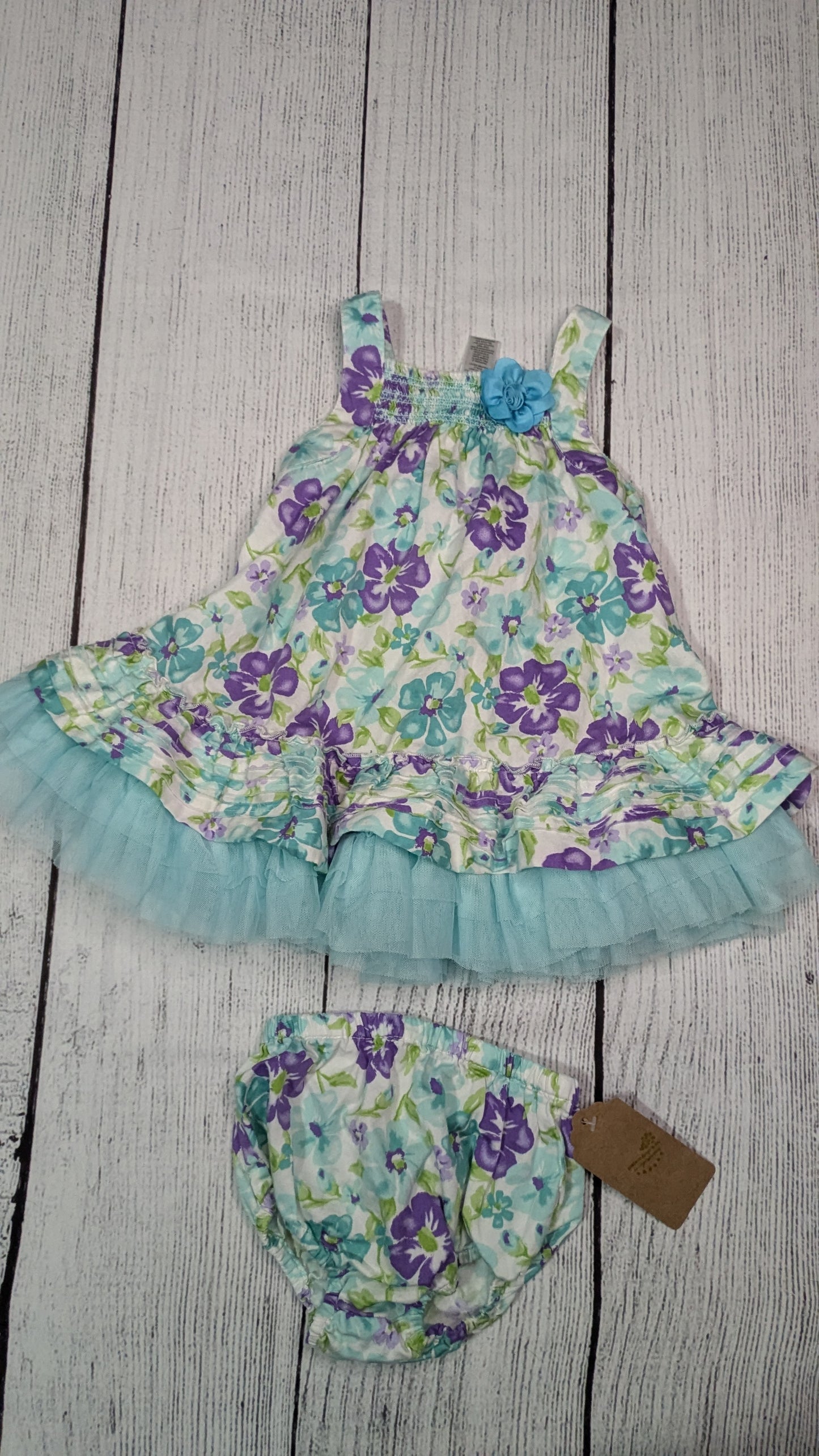 Floral Formal Dress & Diaper Cover - 18 mo