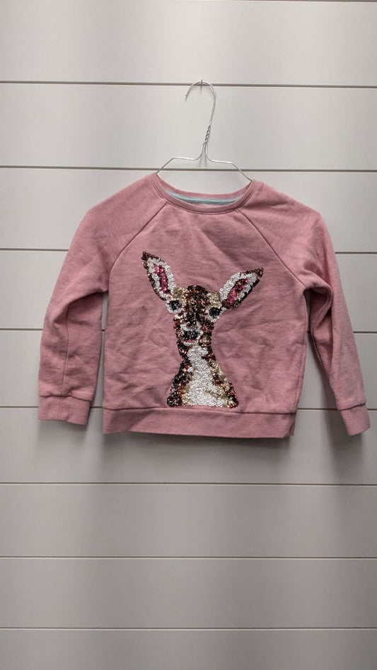 Mini Boden Sequin Deer Sweatshirt - 5t