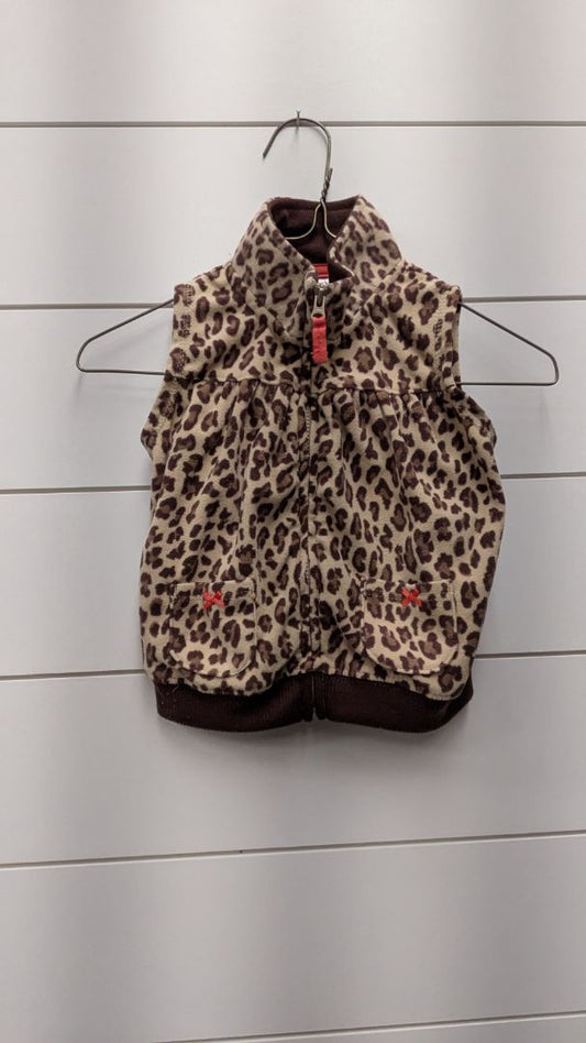 Carters Fleece Cheetah Print Zip-Up Vest - 9mo