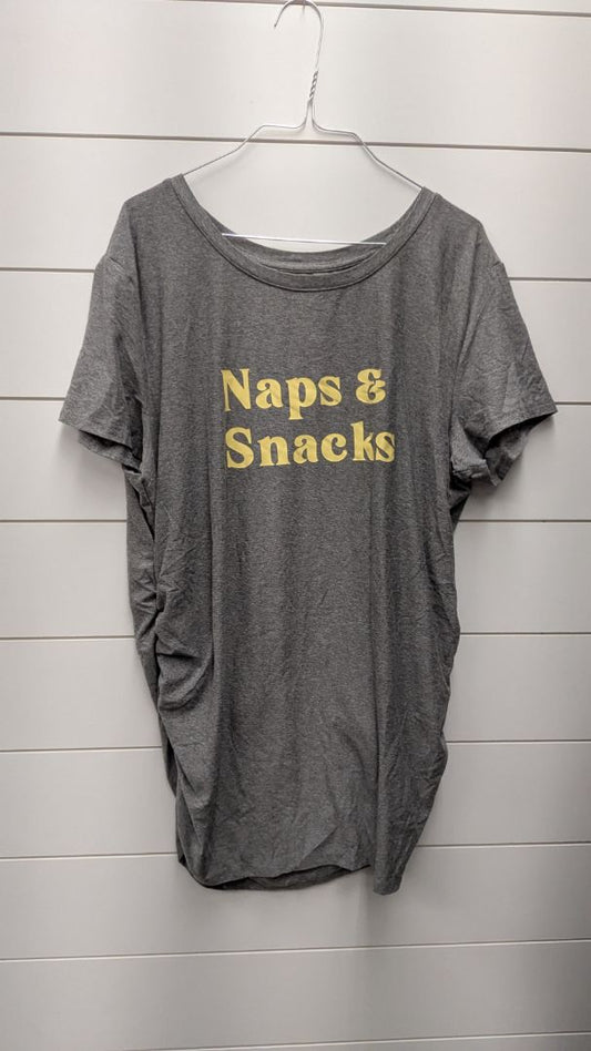 Time and Tru Maternity "Naps and Snacks" Short Sleeve - L