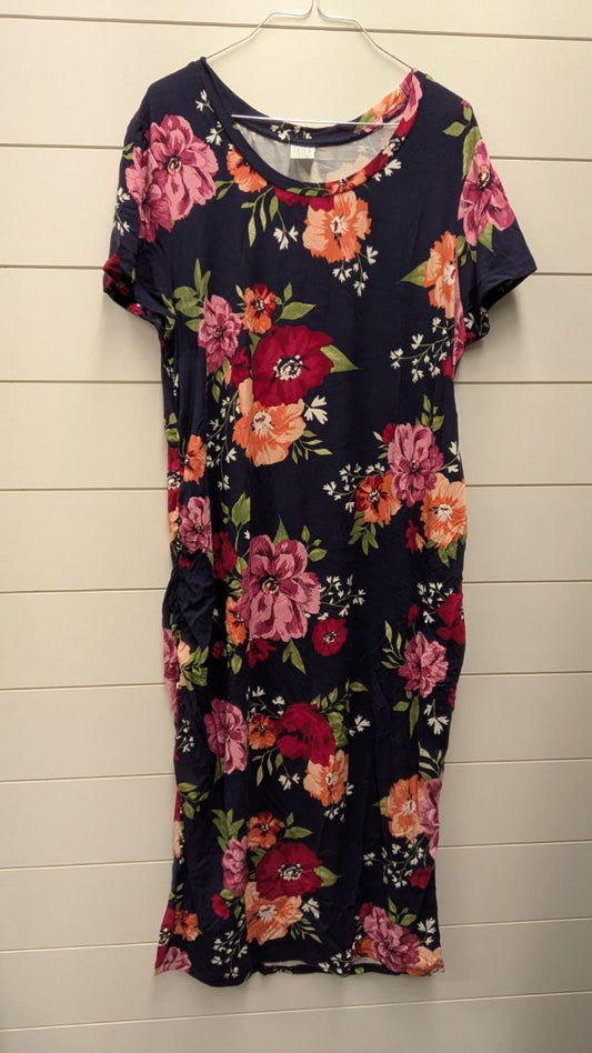 Time and Tru Maternity Floral Short Sleeve Dress - L