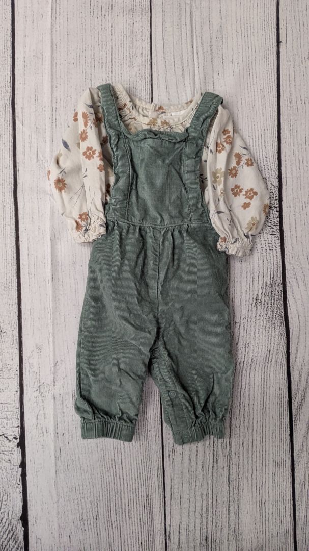 Carters Floral Top & Corduroy Overalls - NB