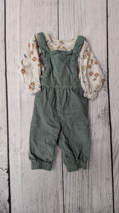 Carters Floral Top & Corduroy Overalls - NB