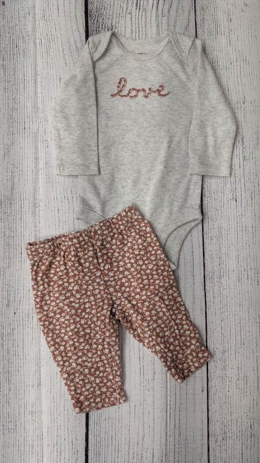 Carters Floral "Love" Outfit - 3mo