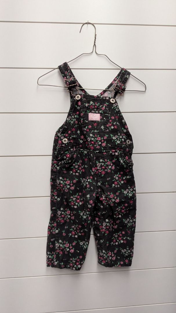 Oshkosh Floral Corduroy Overalls - 12mo