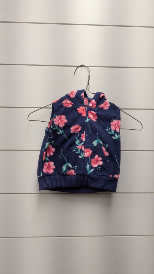 Carters Floral Fleece Zip-Up Vest - 3mo