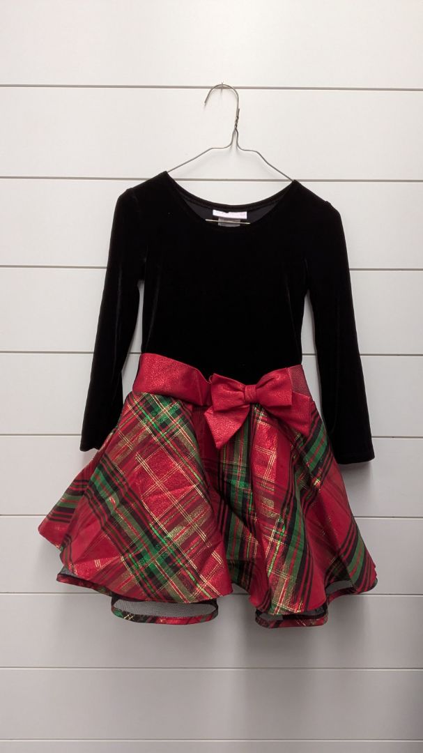 Bonnie Jean Velvet Plaid Dress - 5t