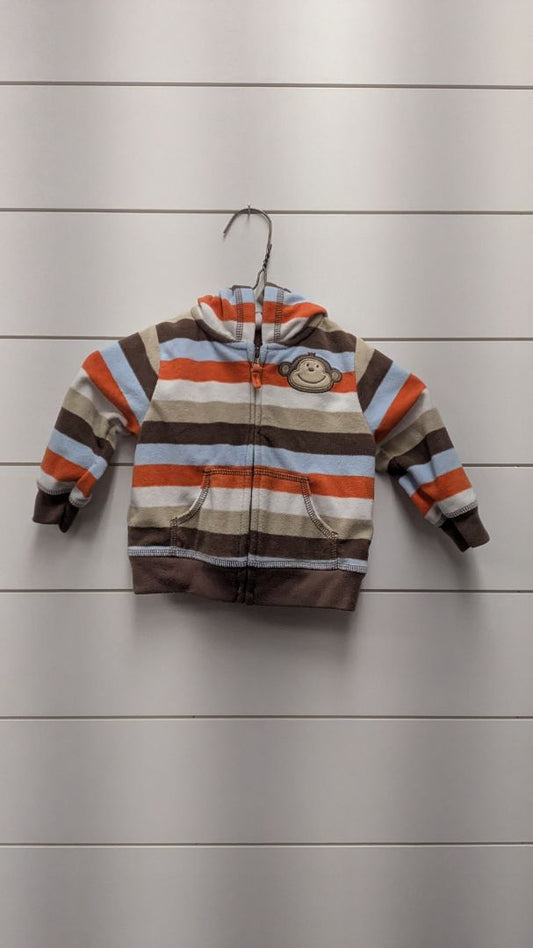 Carters Fleece Monkey Zip-Up - 6mo