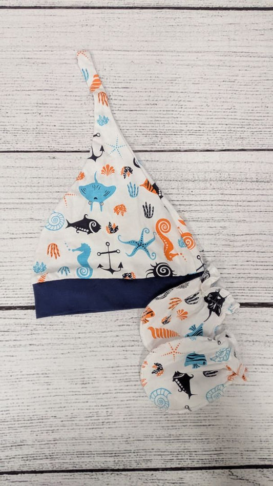 Sea Animal Hat & Mittens - 12mo