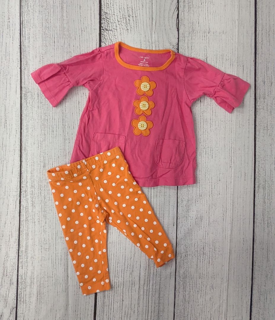 Carters Flower Polka Dot Outfit - 3mo