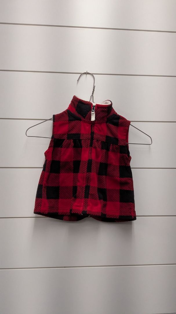 Carters Fleece Plaid Zip-Up Vest - 6mo