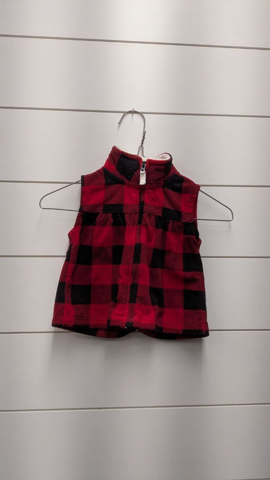 Carters Fleece Plaid Zip-Up Vest - 6mo