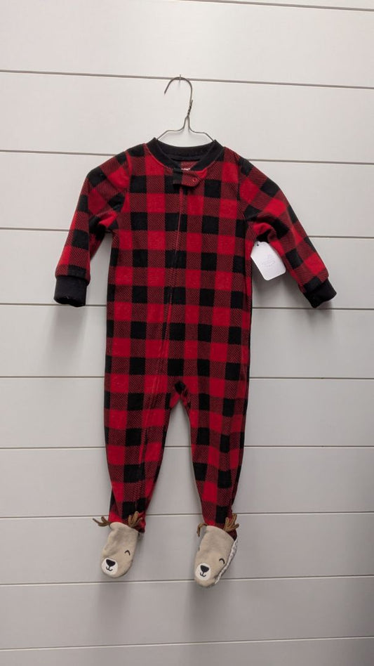 Carters Fleece Plaid Reindeer Sleeper - 18mo