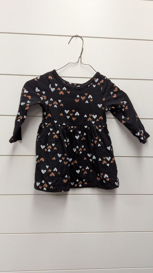 Cat & Jack Heart Long Sleeve Dress - 12mo