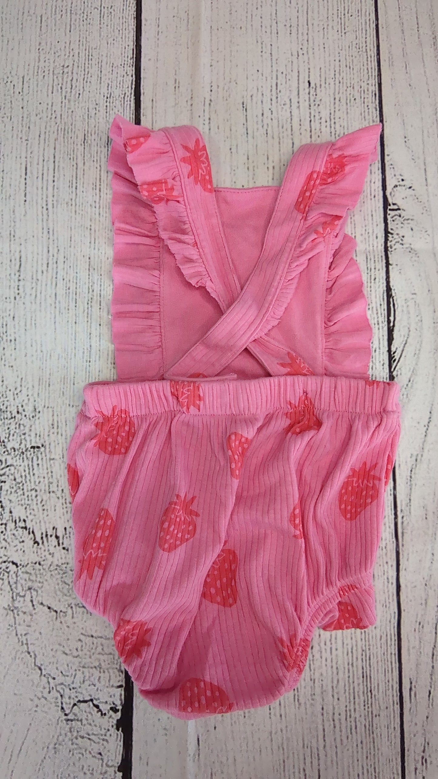 Strawberry Cross Strap Romper - 9mo