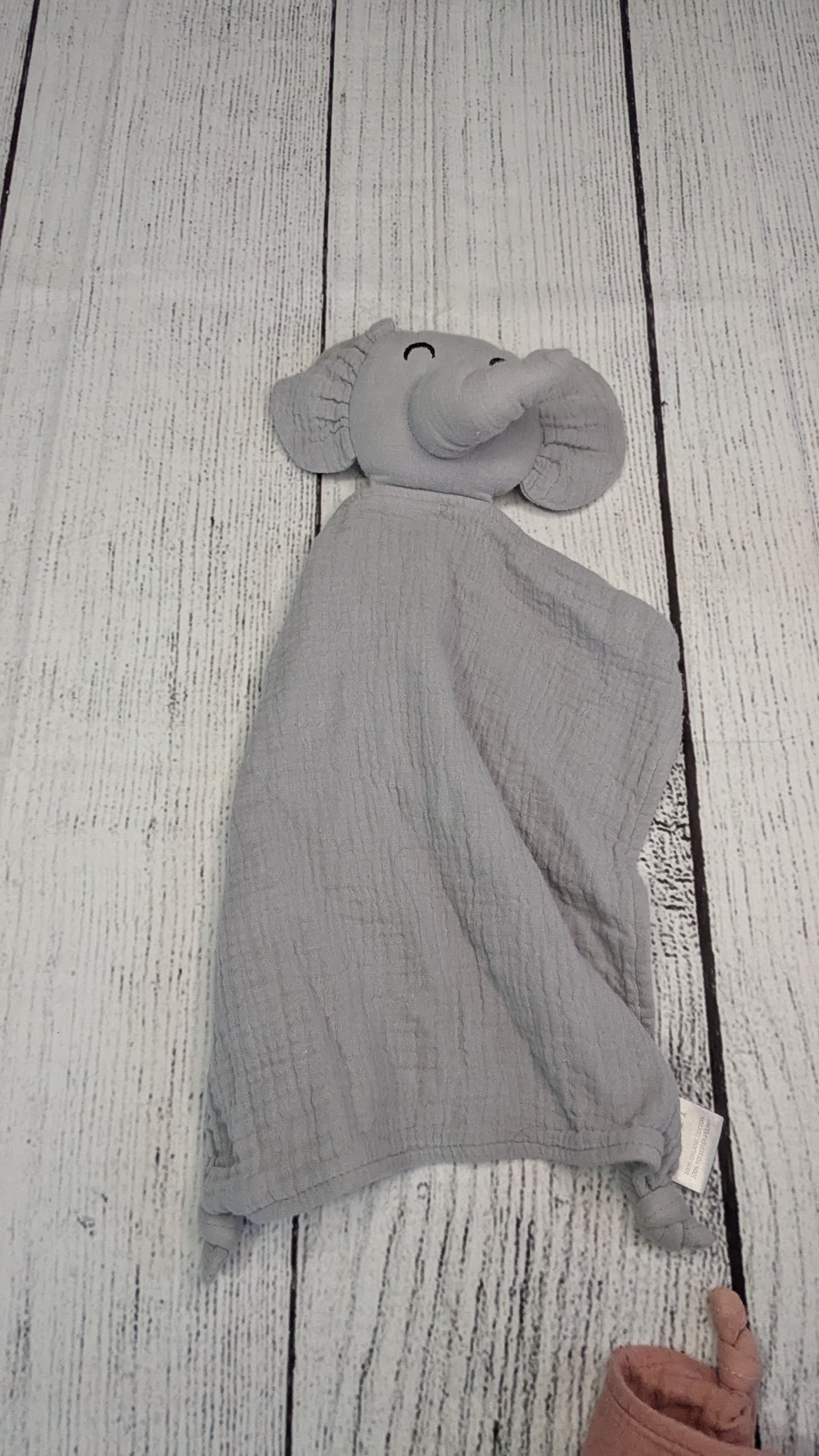 Elephant Muslin Security Blanket - Pink/Gray