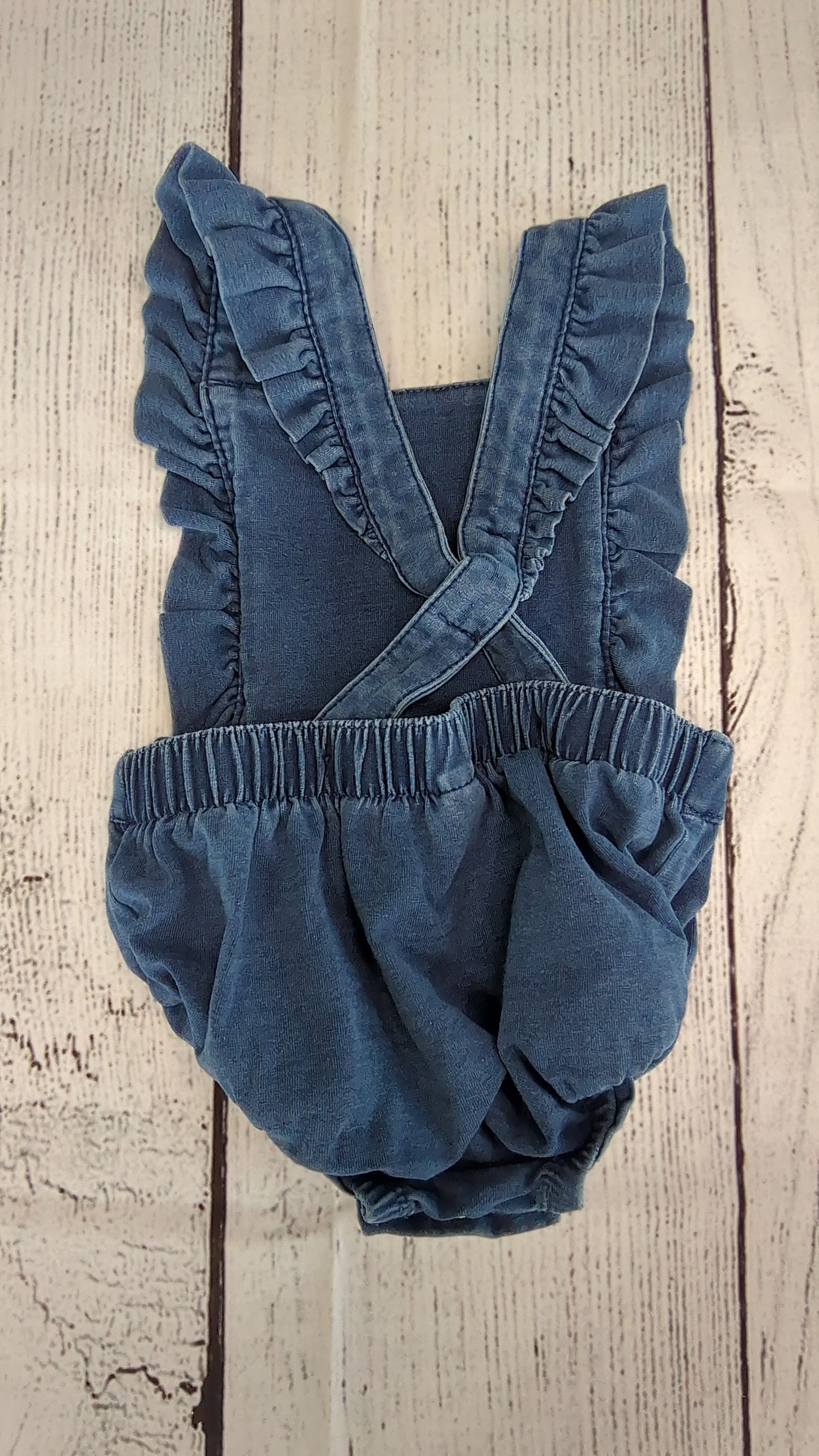 Denim Cross Romper - 9mo