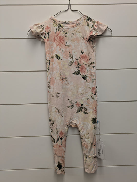 POSH PEANUT Bamboo RUFFLE BUTT ROMPER SS - *WT* - 18mo