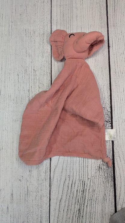 Elephant Muslin Security Blanket - Pink/Gray