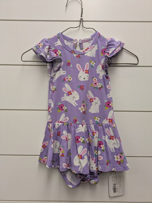 LITTLE BUM BUMS Bamboo ROMPER SPRING/BUNNIES - *WT* - 12mo