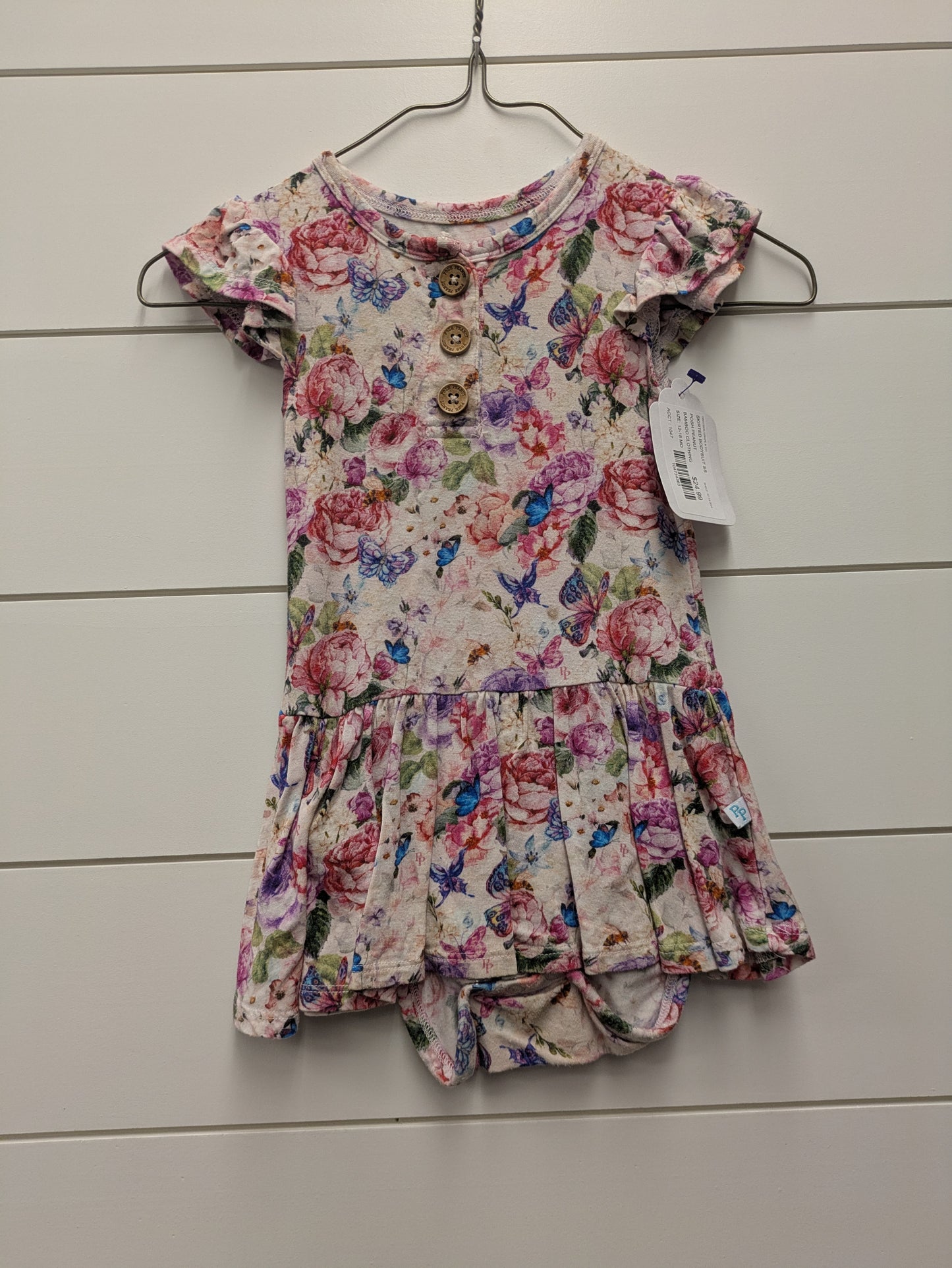 POSH PEANUT Bamboo SKIRTED BODYSUIT SS - *WT* - 18mo