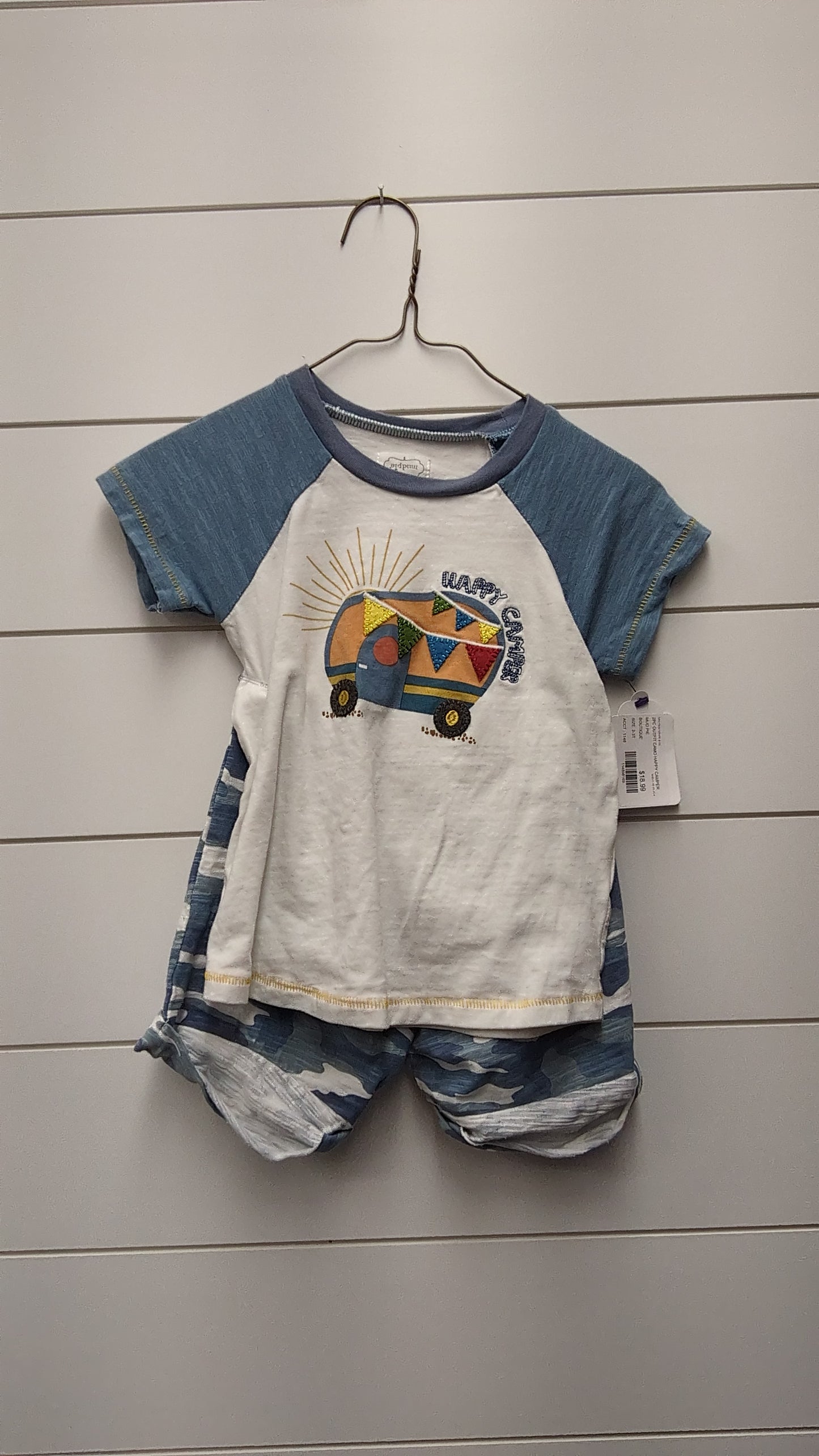 MUD PIE 2PC OUTFIT CAMO HAPPY CAMPER - *WT* - 3T