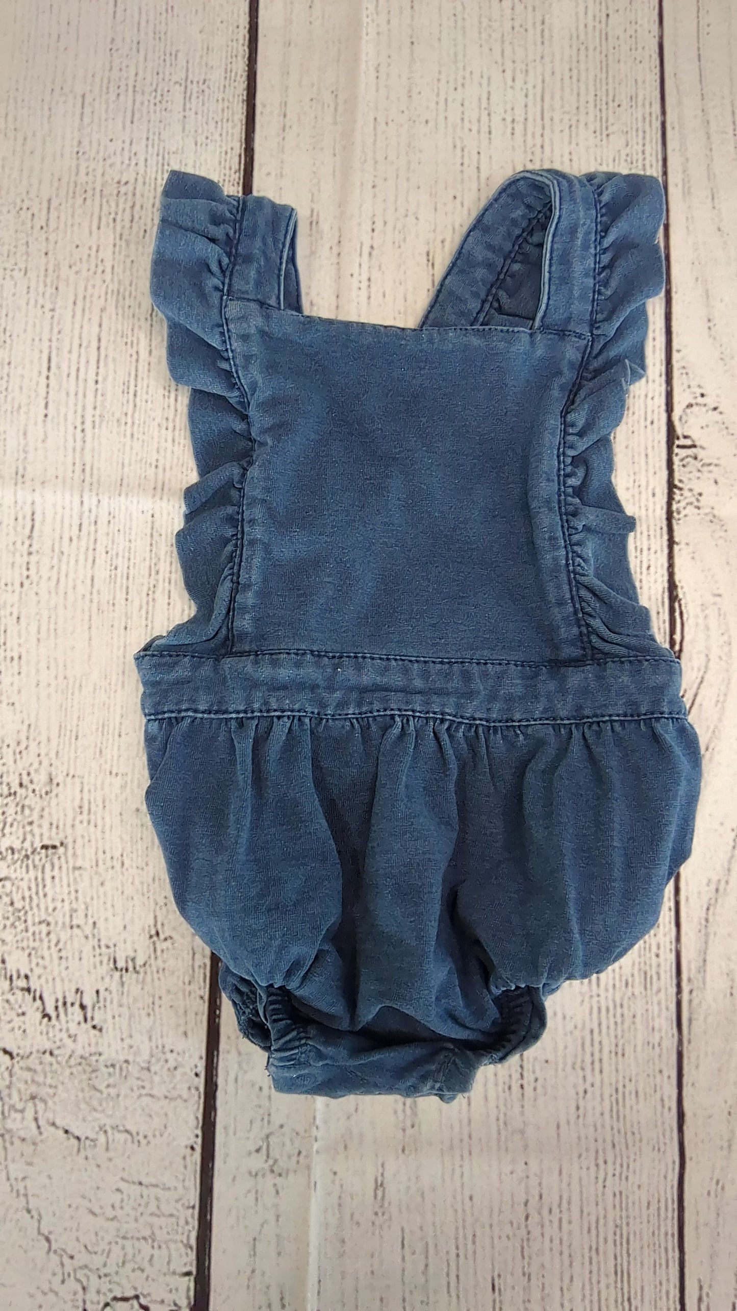 Denim Cross Romper - 9mo