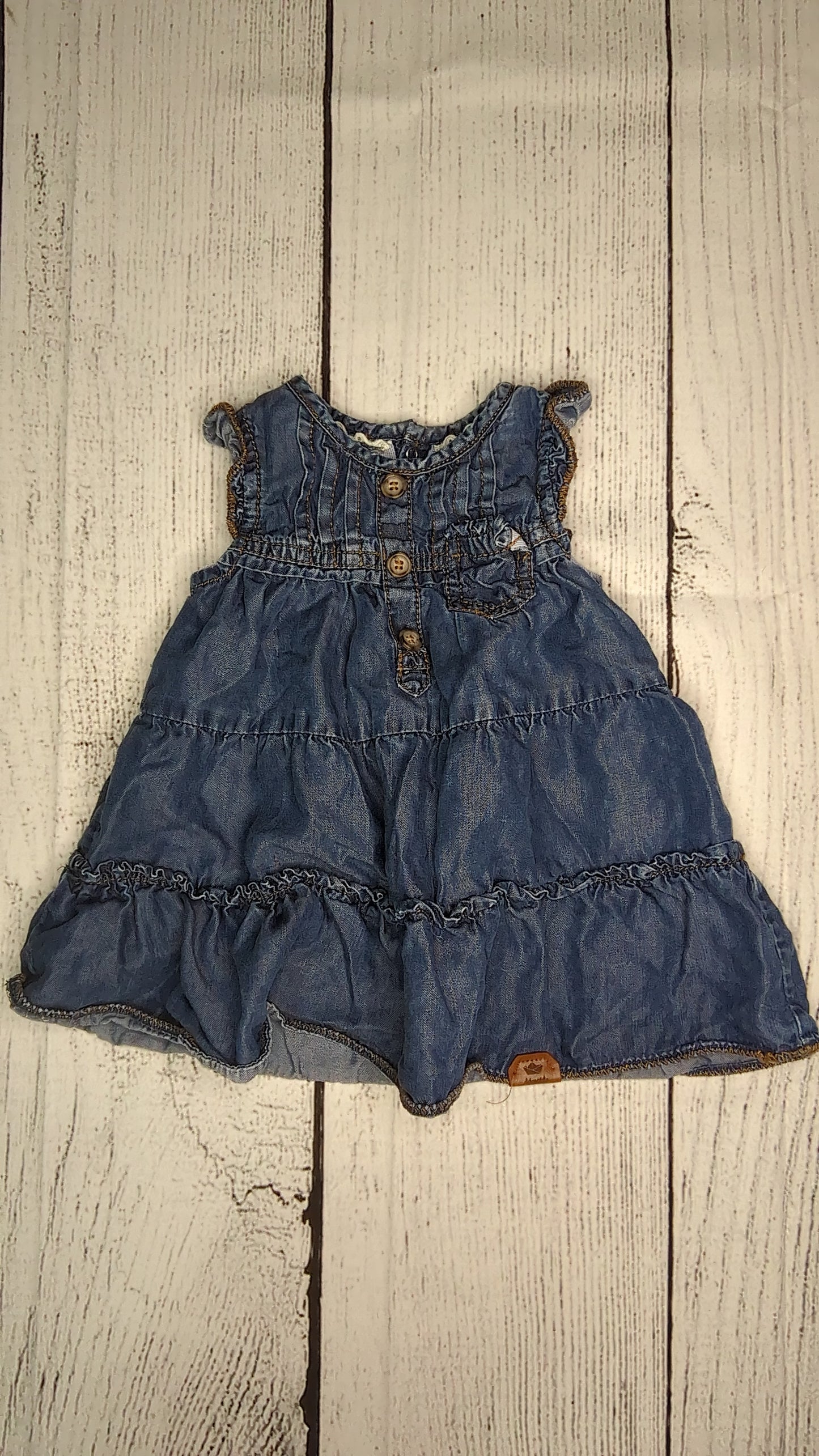 Denim Ruffle Dress - 6mo